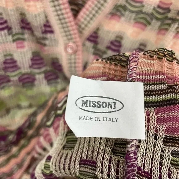 Missoni Made In Italy Multicolor Zig Zag Stripes Winter Cardigan Sweater Size 8 - Picture 8 of 8